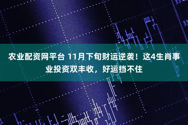 农业配资网平台 11月下旬财运逆袭！这4生肖事业投资双丰收，好运挡不住