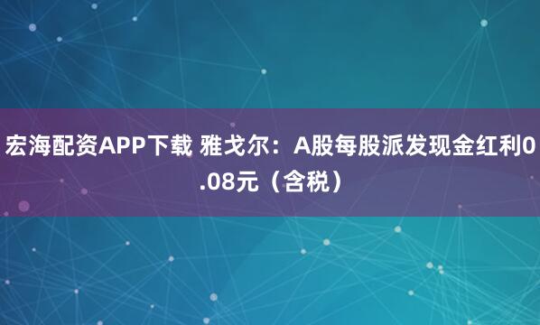 宏海配资APP下载 雅戈尔：A股每股派发现金红利0.08元（含税）