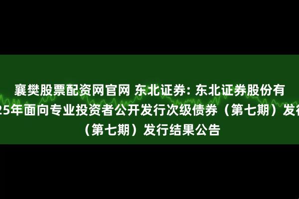 襄樊股票配资网官网 东北证券: 东北证券股份有限公司2025年面向专业投资者公开发行次级债券（第七期）发行结果公告